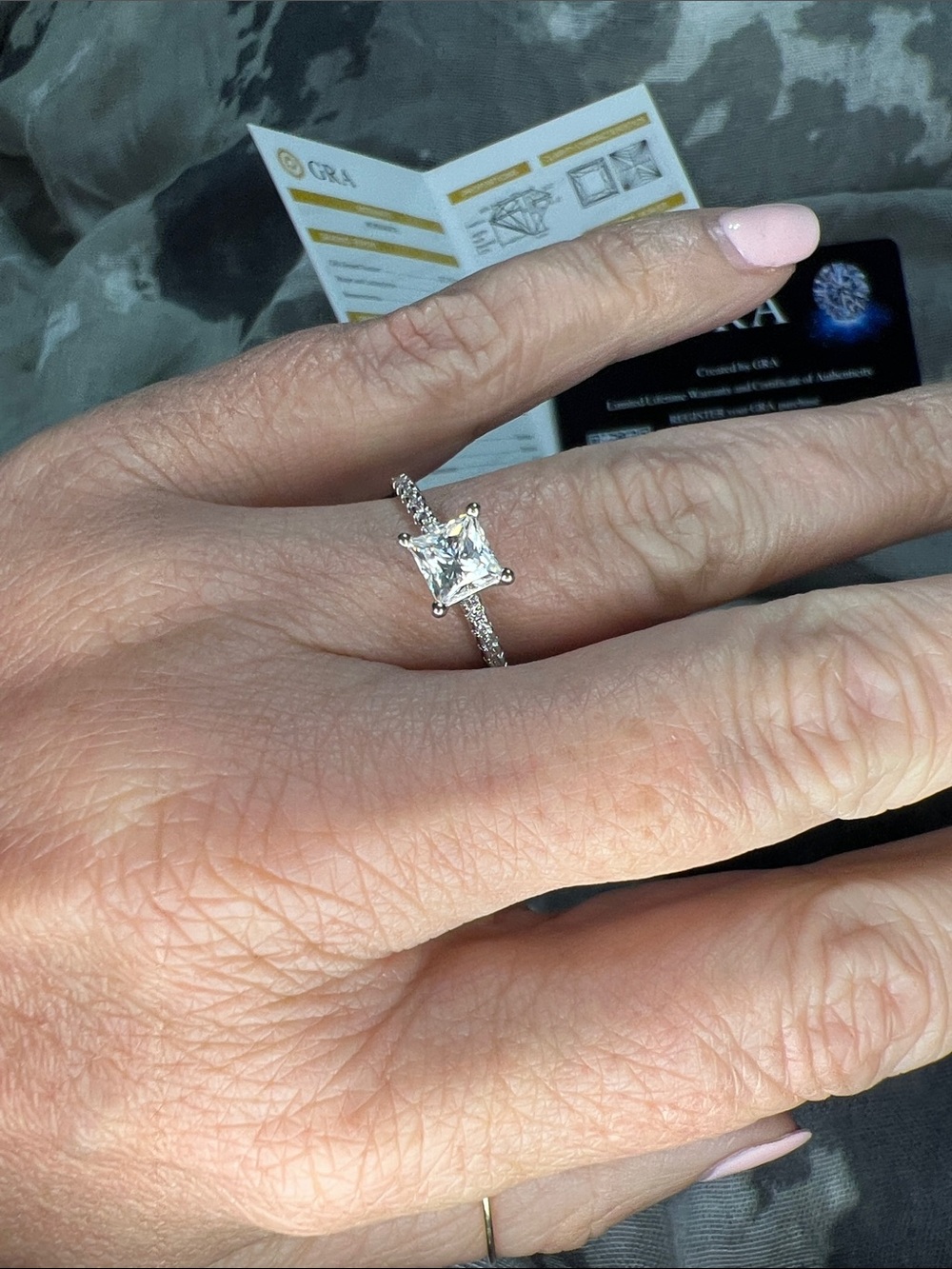 Moissanite Princess Cut Solitaire Ring in Silver925